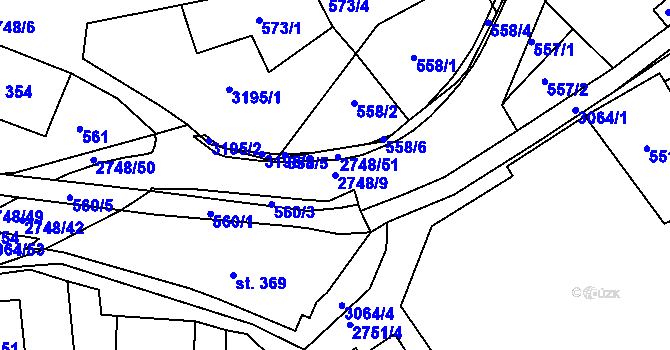 Parcela st. 2748/9 v KÚ Krásná Lípa, Katastrální mapa