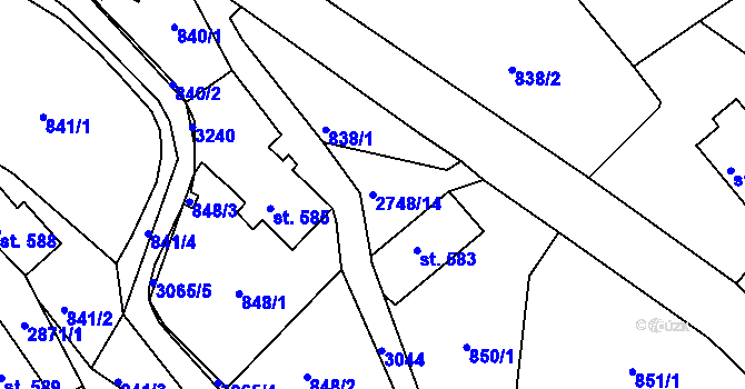 Parcela st. 2748/14 v KÚ Krásná Lípa, Katastrální mapa
