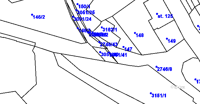 Parcela st. 3051/40 v KÚ Krásná Lípa, Katastrální mapa