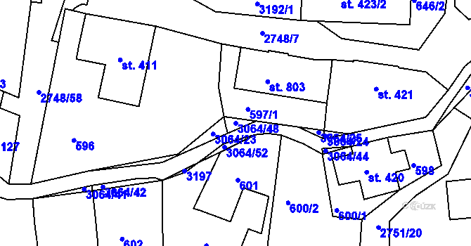 Parcela st. 3064/48 v KÚ Krásná Lípa, Katastrální mapa
