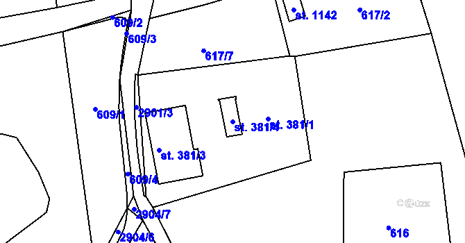 Parcela st. 381/4 v KÚ Krásná Lípa, Katastrální mapa