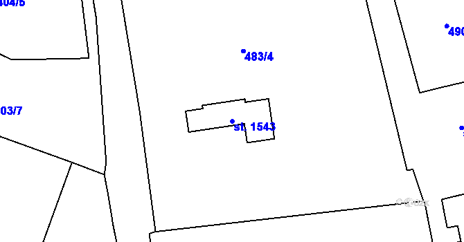 Parcela st. 1543 v KÚ Krásná Lípa, Katastrální mapa