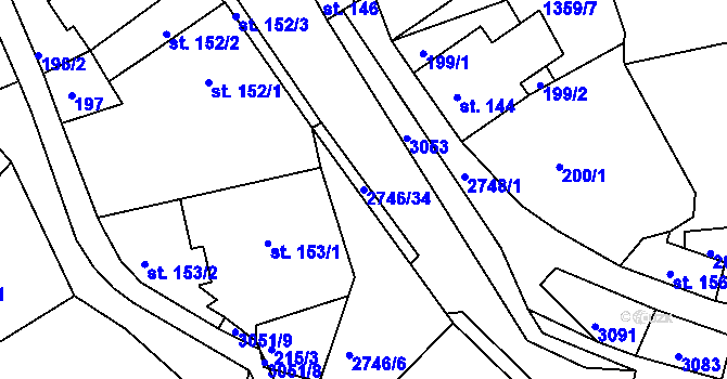 Parcela st. 2746/34 v KÚ Krásná Lípa, Katastrální mapa