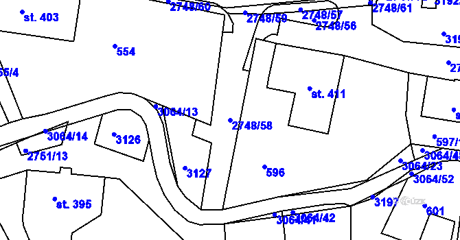Parcela st. 2748/58 v KÚ Krásná Lípa, Katastrální mapa