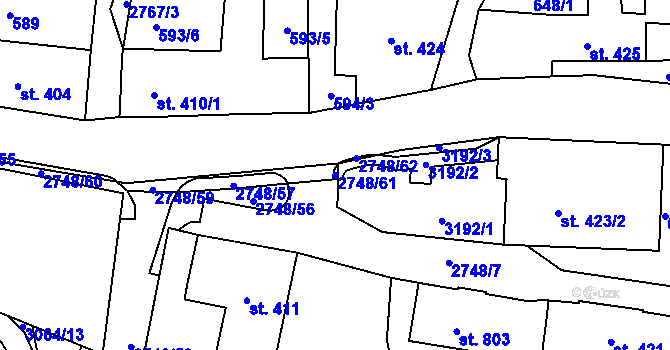 Parcela st. 2748/61 v KÚ Krásná Lípa, Katastrální mapa