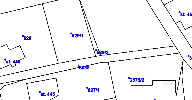 Parcela st. 629/2 v KÚ Krásná Lípa, Katastrální mapa