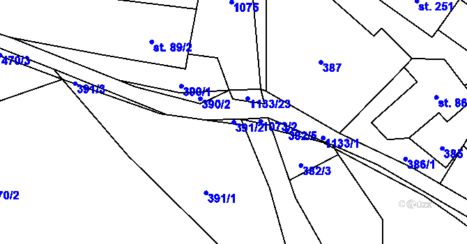 Parcela st. 391/2 v KÚ Krásný Buk, Katastrální mapa