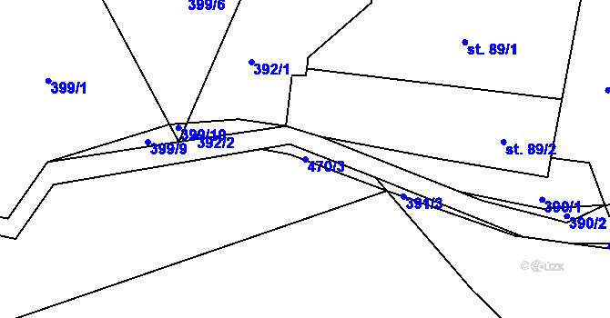 Parcela st. 470/3 v KÚ Krásný Buk, Katastrální mapa