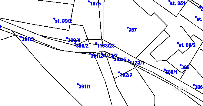 Parcela st. 1073/2 v KÚ Krásný Buk, Katastrální mapa