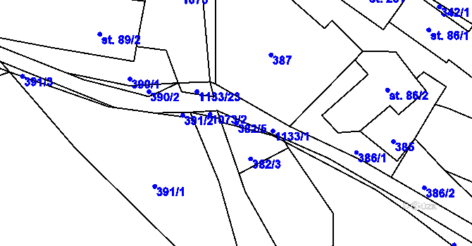 Parcela st. 382/5 v KÚ Krásný Buk, Katastrální mapa