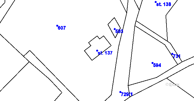 Parcela st. 137 v KÚ Kyjov u Krásné Lípy, Katastrální mapa