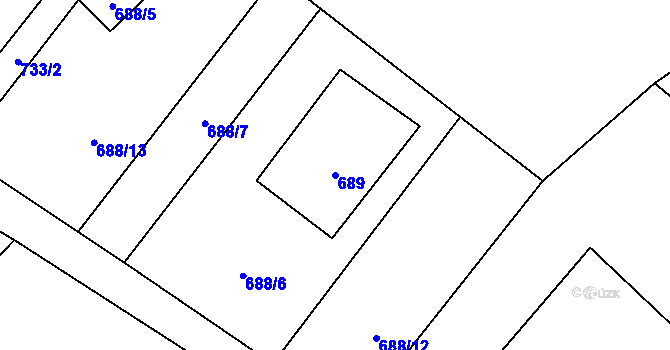 Parcela st. 689 v KÚ Kyjov u Krásné Lípy, Katastrální mapa