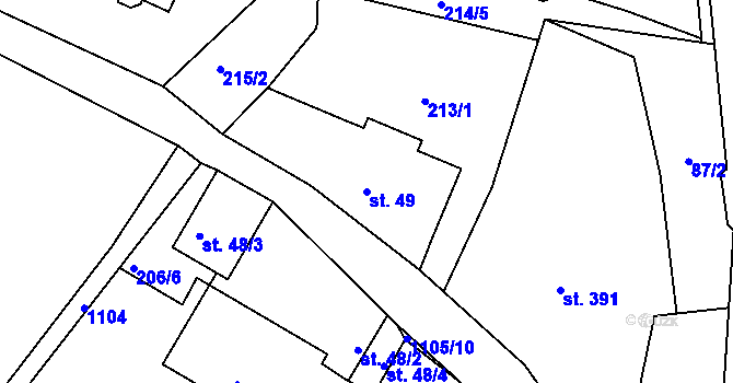 Parcela st. 49 v KÚ Krásná Studánka, Katastrální mapa