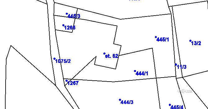 Parcela st. 62 v KÚ Krásná Studánka, Katastrální mapa