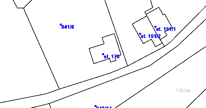 Parcela st. 170 v KÚ Krásná Studánka, Katastrální mapa