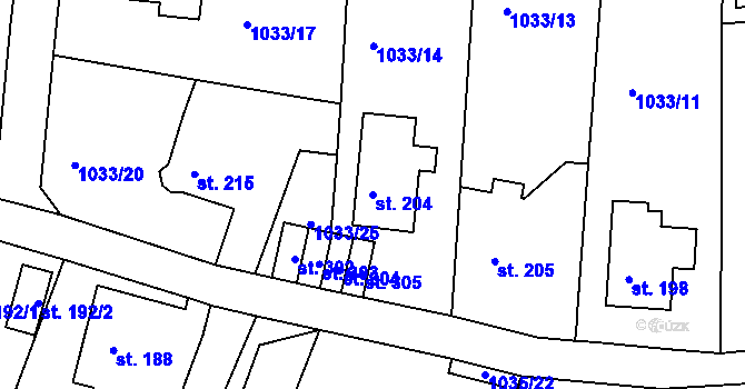 Parcela st. 204 v KÚ Krásná Studánka, Katastrální mapa