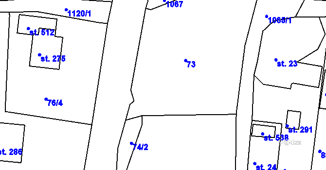 Parcela st. 69/2 v KÚ Krásná Studánka, Katastrální mapa