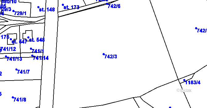 Parcela st. 742/3 v KÚ Krásná Studánka, Katastrální mapa