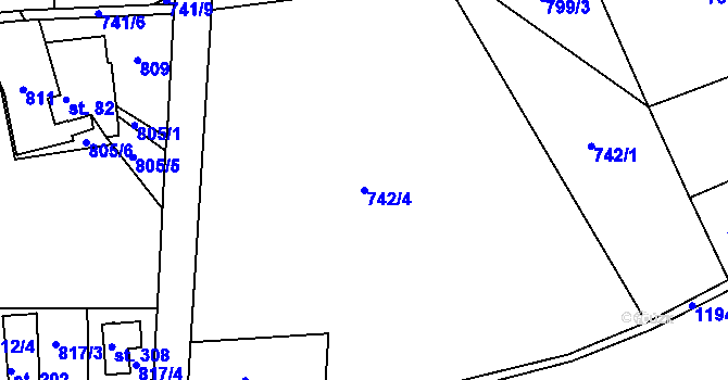 Parcela st. 742/4 v KÚ Krásná Studánka, Katastrální mapa