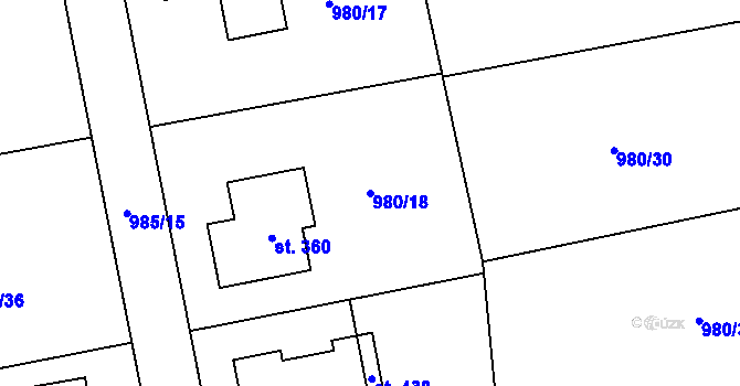 Parcela st. 980/18 v KÚ Krásná Studánka, Katastrální mapa