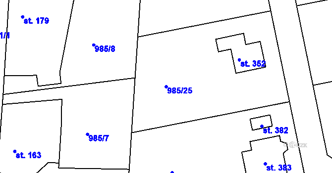 Parcela st. 985/25 v KÚ Krásná Studánka, Katastrální mapa