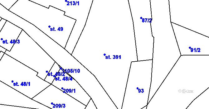 Parcela st. 391 v KÚ Krásná Studánka, Katastrální mapa