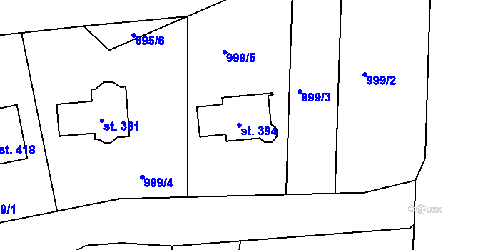 Parcela st. 394 v KÚ Krásná Studánka, Katastrální mapa