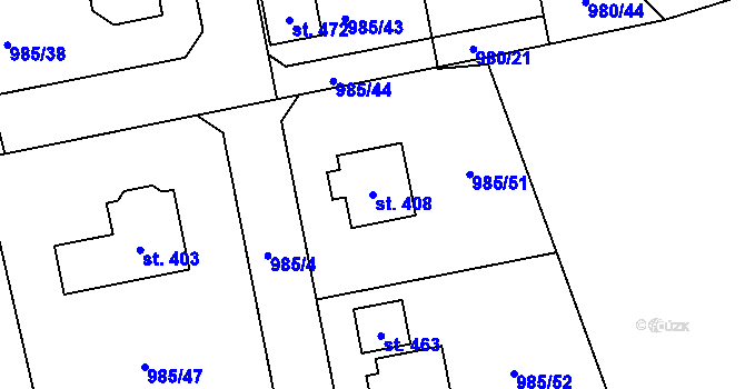 Parcela st. 408 v KÚ Krásná Studánka, Katastrální mapa