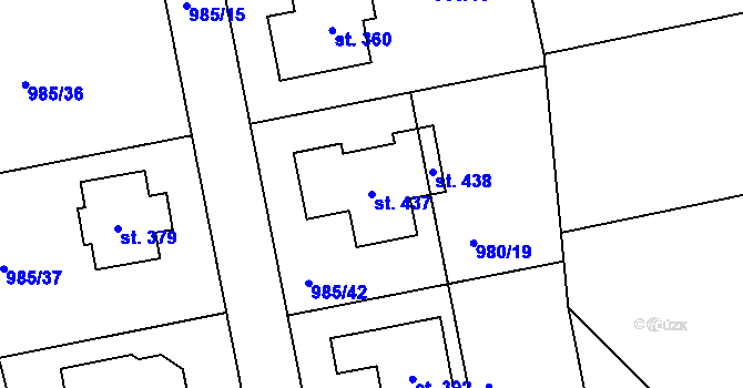 Parcela st. 437 v KÚ Krásná Studánka, Katastrální mapa
