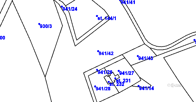 Parcela st. 941/42 v KÚ Krásná Studánka, Katastrální mapa