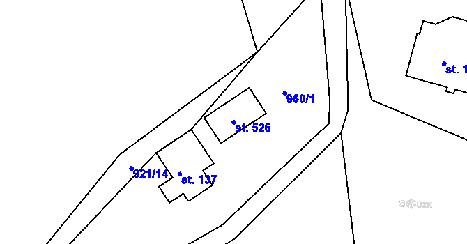 Parcela st. 526 v KÚ Krásná Studánka, Katastrální mapa