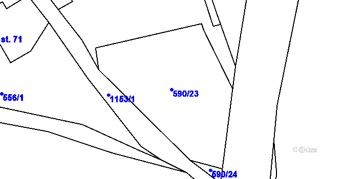 Parcela st. 590/23 v KÚ Krásná Studánka, Katastrální mapa