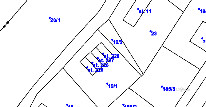 Parcela st. 228 v KÚ Radčice u Krásné Studánky, Katastrální mapa