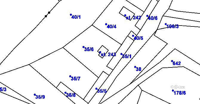Parcela st. 243 v KÚ Radčice u Krásné Studánky, Katastrální mapa