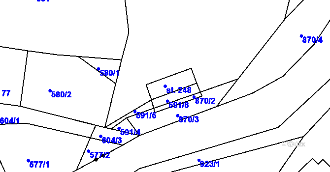 Parcela st. 248 v KÚ Radčice u Krásné Studánky, Katastrální mapa