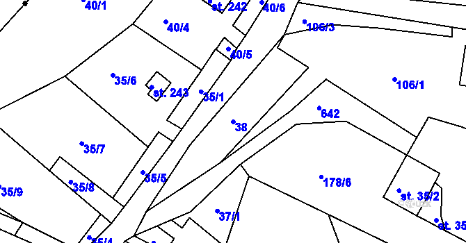 Parcela st. 38 v KÚ Radčice u Krásné Studánky, Katastrální mapa