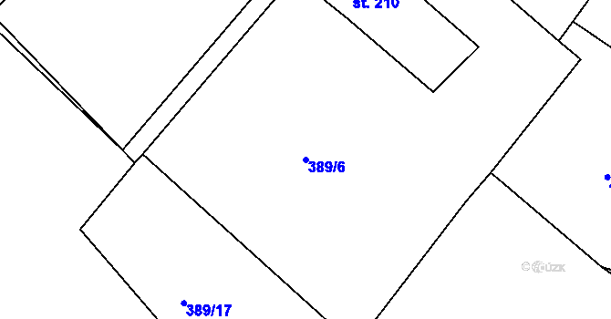 Parcela st. 389/6 v KÚ Radčice u Krásné Studánky, Katastrální mapa