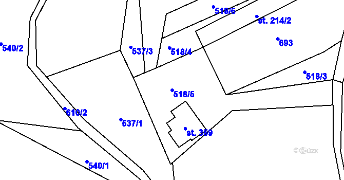 Parcela st. 518/5 v KÚ Radčice u Krásné Studánky, Katastrální mapa