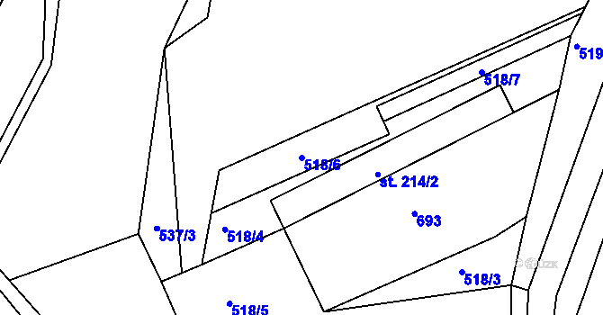 Parcela st. 518/6 v KÚ Radčice u Krásné Studánky, Katastrální mapa