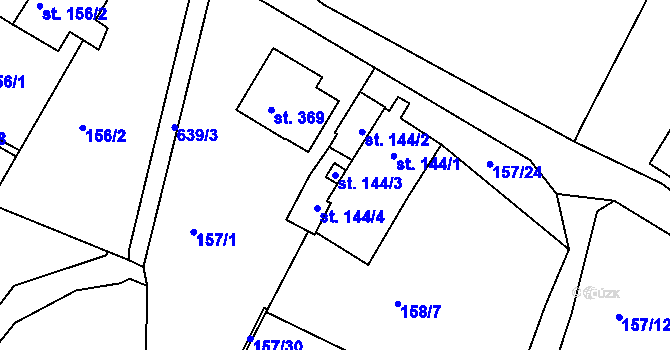 Parcela st. 144/3 v KÚ Radčice u Krásné Studánky, Katastrální mapa
