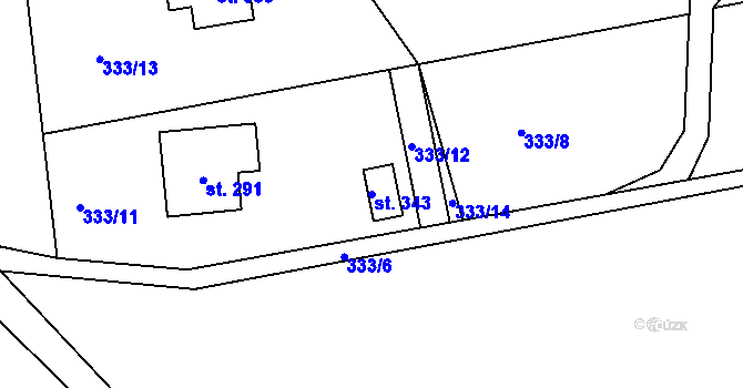 Parcela st. 343 v KÚ Radčice u Krásné Studánky, Katastrální mapa