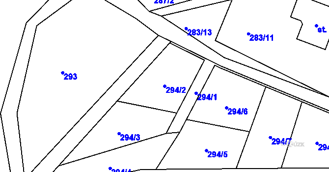 Parcela st. 294/2 v KÚ Radčice u Krásné Studánky, Katastrální mapa
