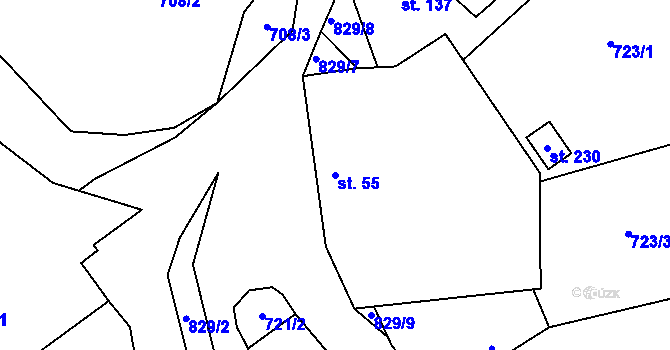 Parcela st. 55 v KÚ Kováň, Katastrální mapa