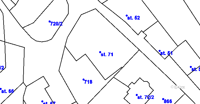 Parcela st. 71 v KÚ Kováň, Katastrální mapa