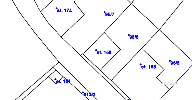 Parcela st. 159 v KÚ Kováň, Katastrální mapa