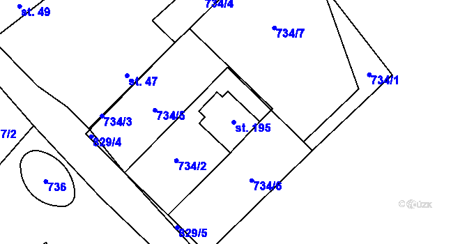 Parcela st. 195 v KÚ Kováň, Katastrální mapa