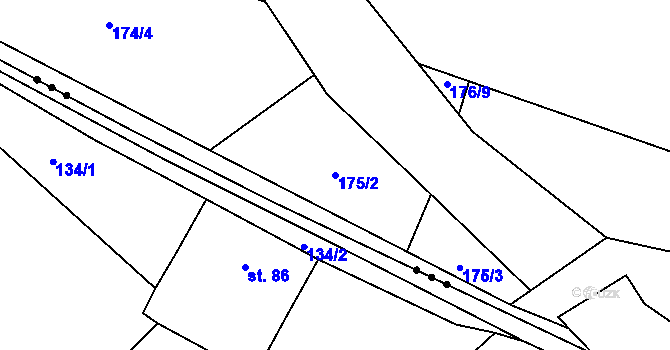 Parcela st. 175/2 v KÚ Kováň, Katastrální mapa