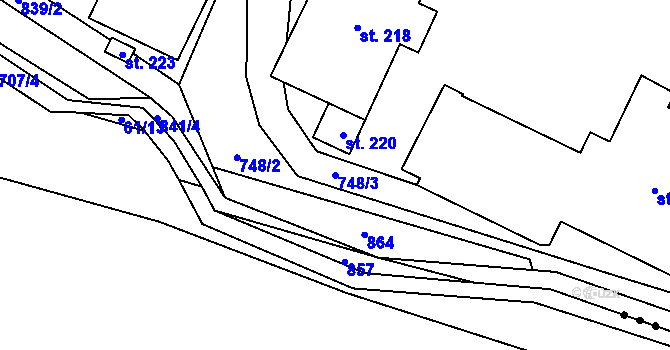 Parcela st. 748/3 v KÚ Kováň, Katastrální mapa