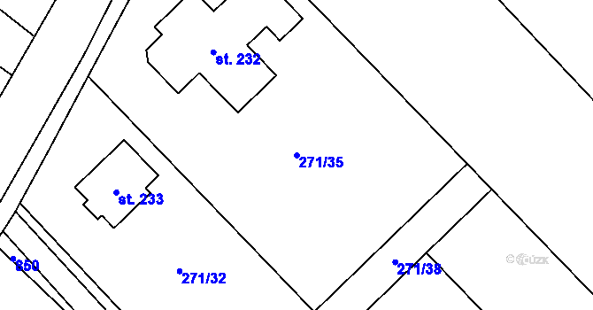 Parcela st. 271/35 v KÚ Krásná Ves, Katastrální mapa