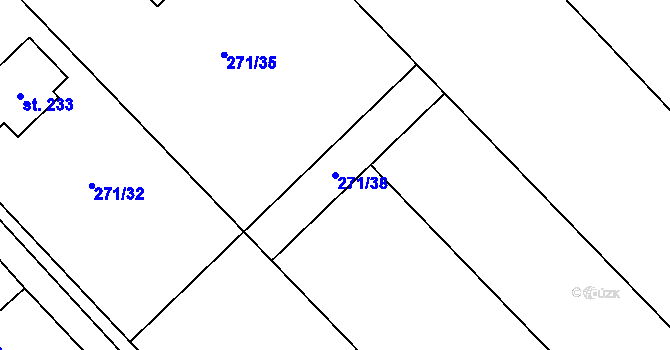 Parcela st. 271/38 v KÚ Krásná Ves, Katastrální mapa